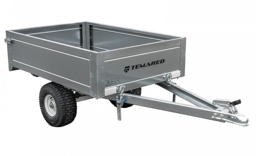 Remorque agricole simple essieu basculante pour quad tracteur 120x80x30 cm